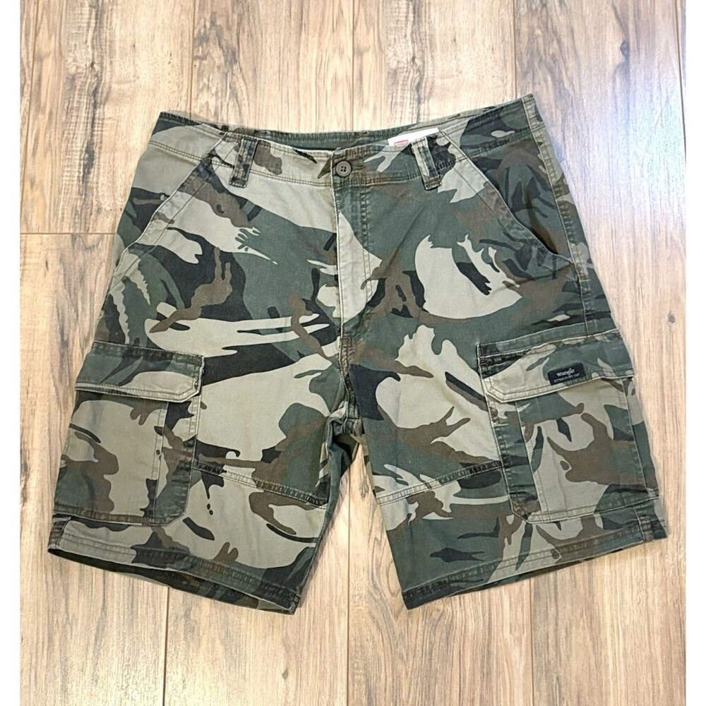 Wrangler Mens Relaxed Fit Camouflage Canvas Cargo Shorts Cotton Outdoor Size 36